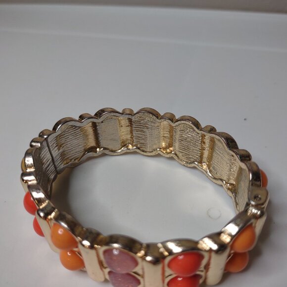 6.75 Inch Orange And Pink Hinged Bracelet - Picture 5 of 7